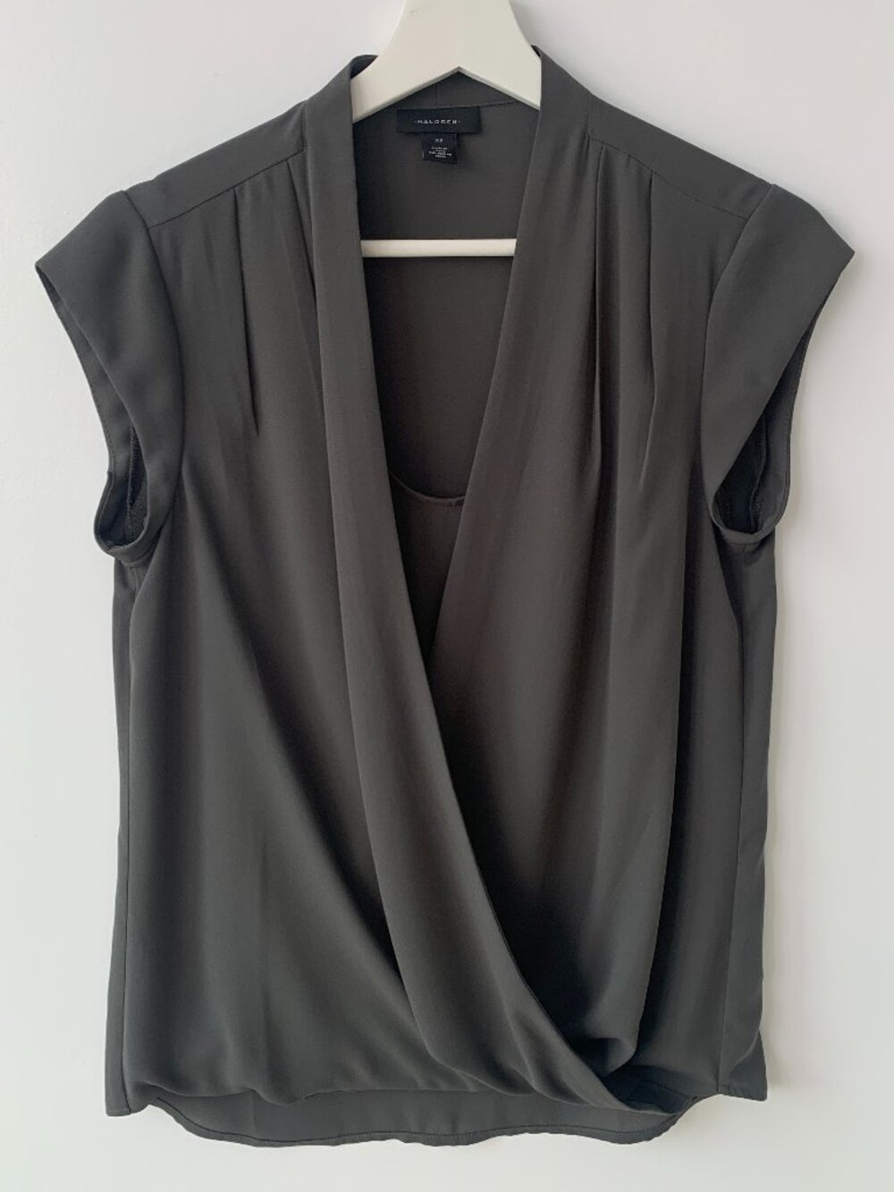 Halogen Olive Green Wrap-Style Cap Sleeve Blouse Size XS